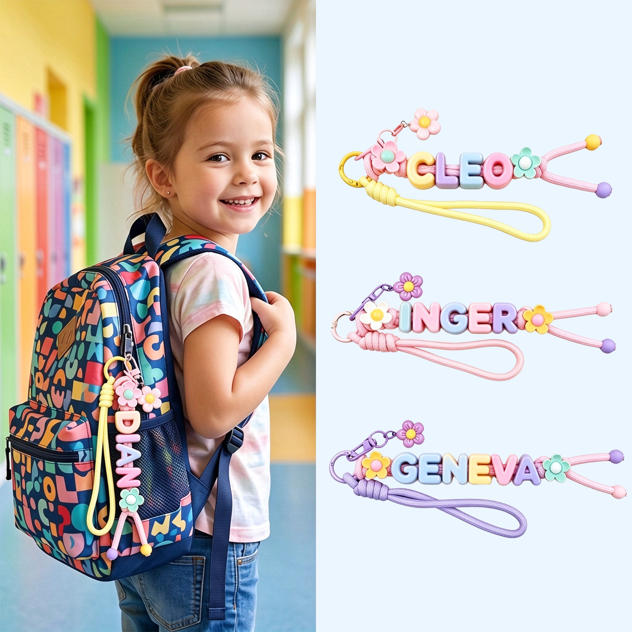 Personalized Colorful Name Letter Beaded Bag Tag | CWGift99