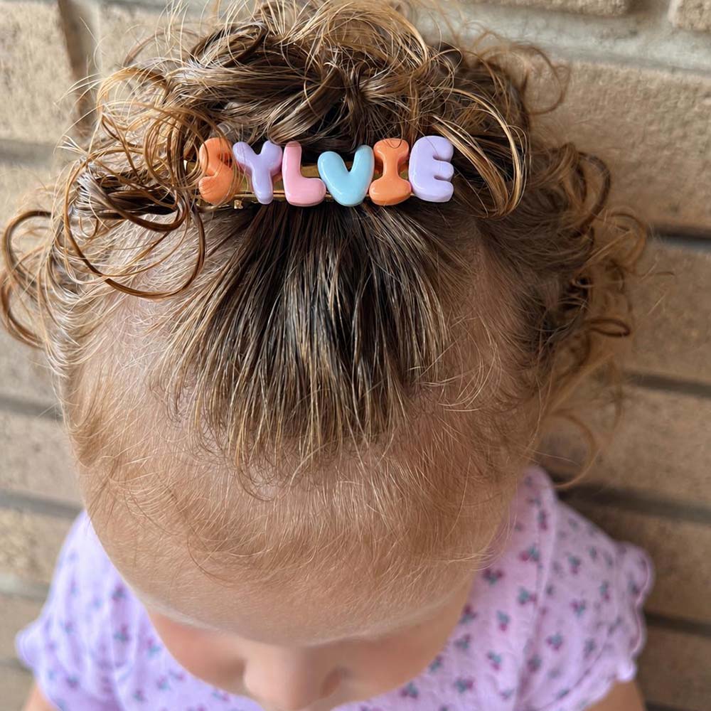 Personalized Girls Colorful Monogram Hair Clip | CWBaby551