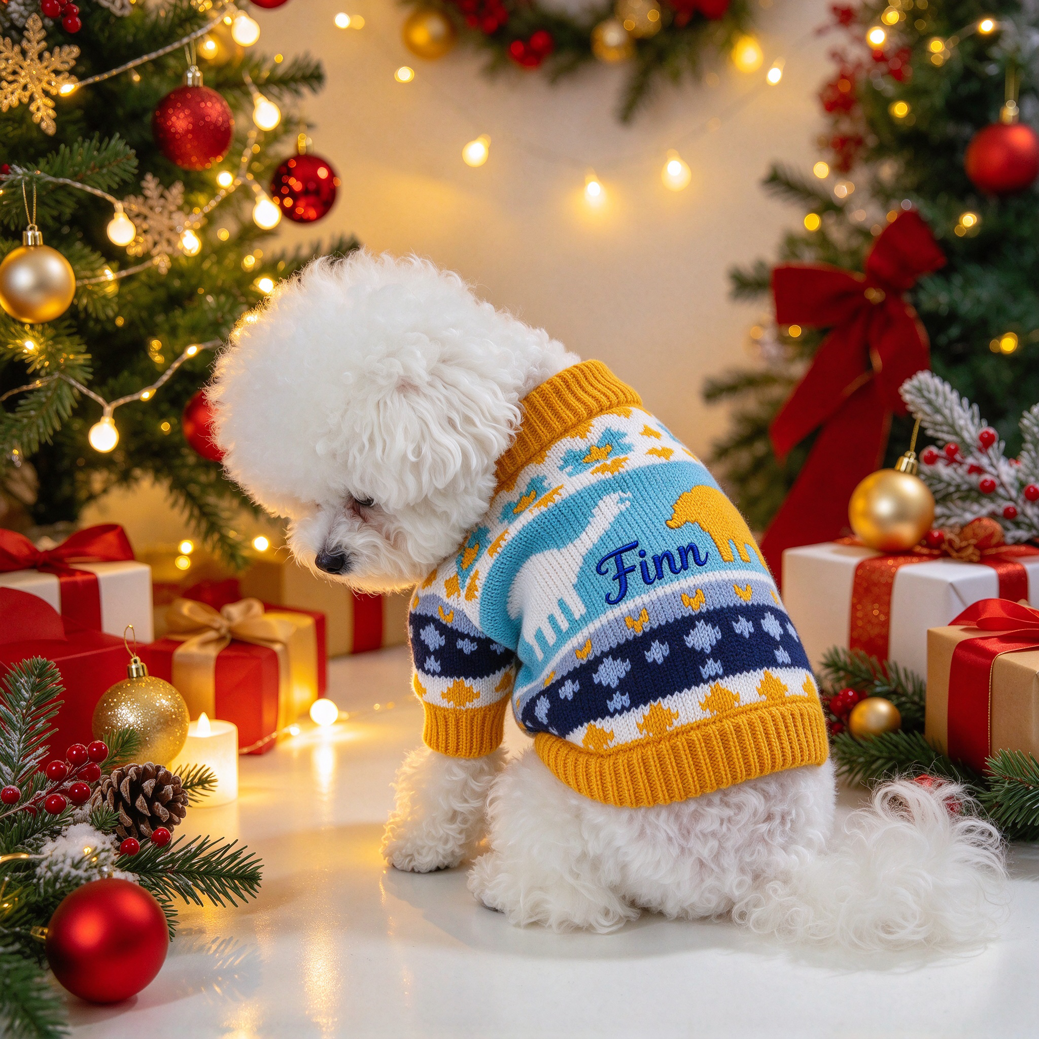 Personalized Embroidered Pets Christmas Knit Sweater | MCGift413