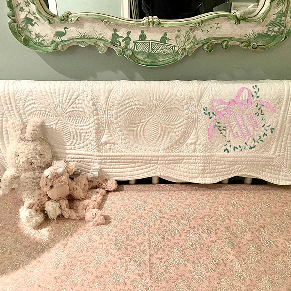 Personalized Embroidered Bow Monogram Knit Blanket for Comfort & Unique | CWBaby63