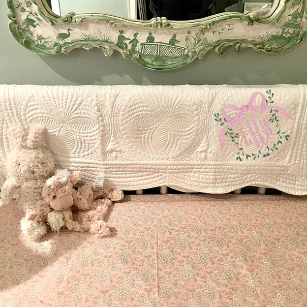 Personalized Embroidered Bow Monogram Knit Blanket for Comfort & Unique | CWBaby63