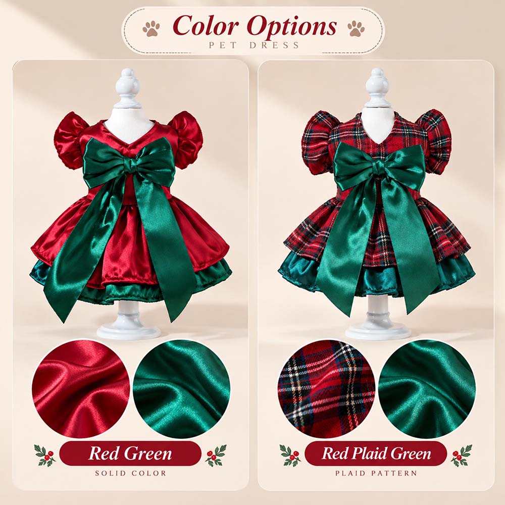 Personalized Embroidered Christmas Pet Dress with Bow | MCGift433