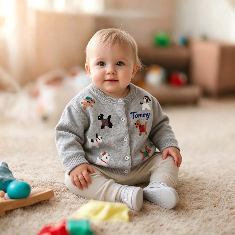 Personalized Embroidered Adorable Animals Knit Cardigan | CWBaby549
