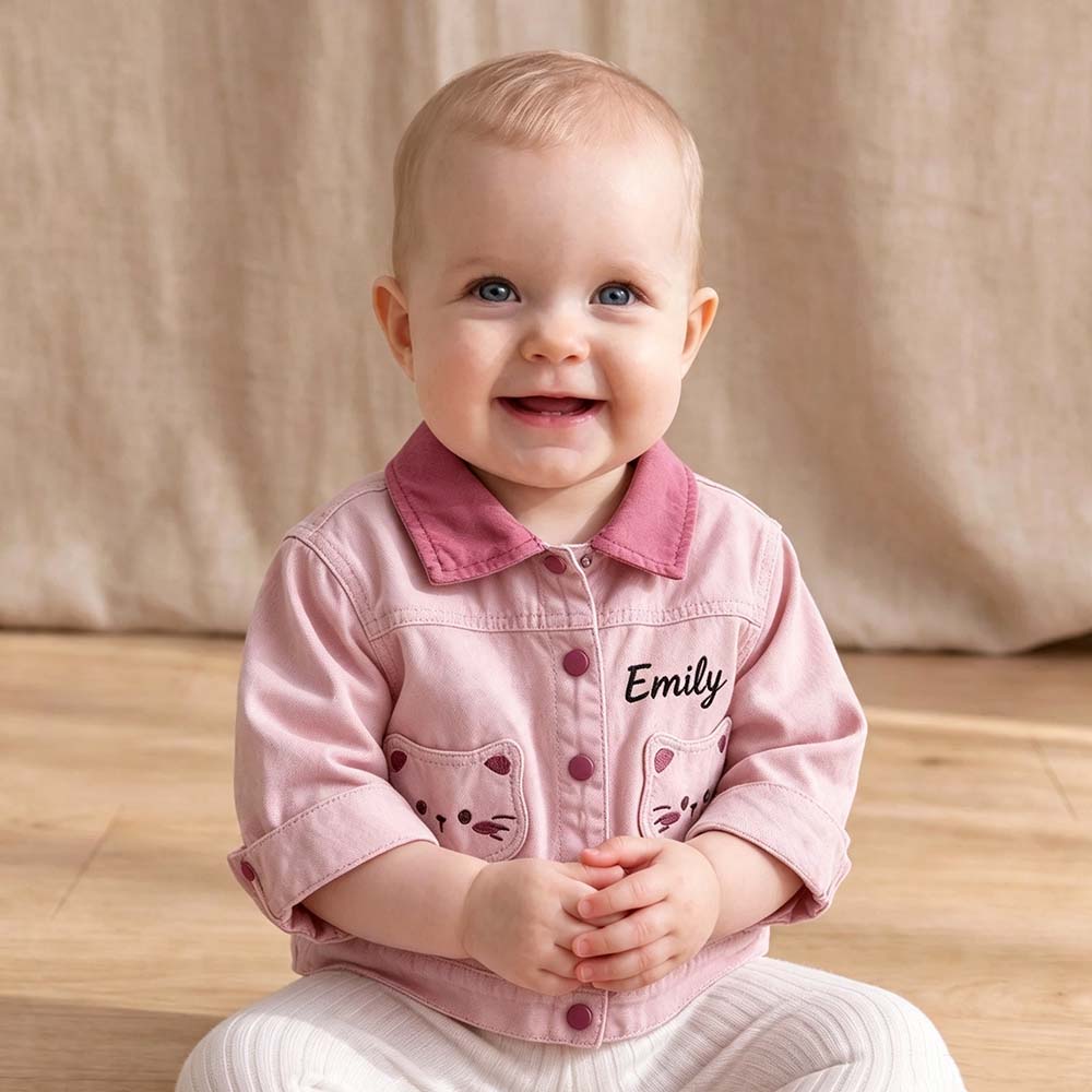 Personalized Embroidered Cute Kitty Jacket for Kids | CWBaby553