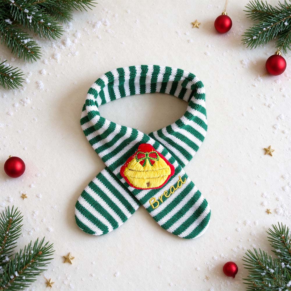 Personalized Embroidered Christmas Cute Knit Pet Scarf | MCGift438