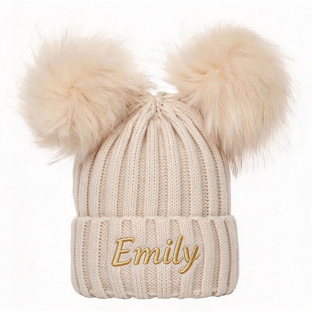Personalized Embroidery Kid & Adult Pom Pom Hat for Comfort & Unique | HSKid07