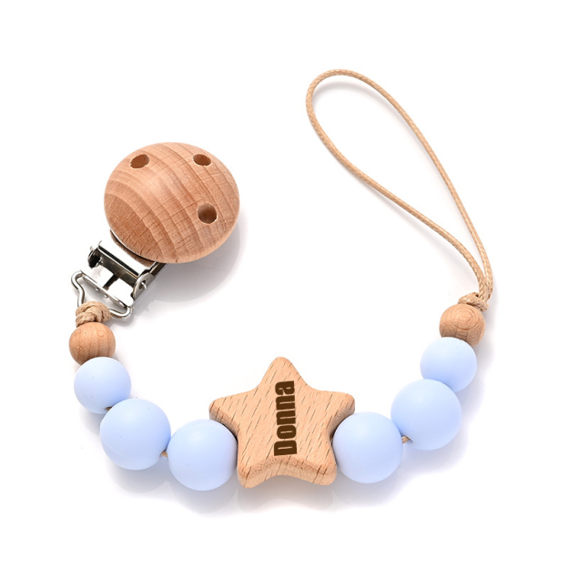 Personalized Baby Pacifier Star Color Bead Clip | CWBaby64