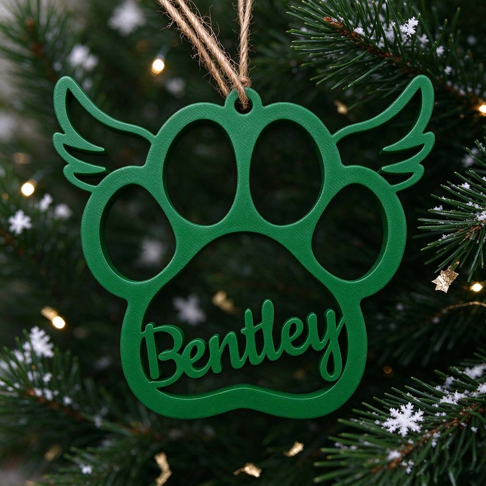 Personalized 3D Printed Pet Paw Christmas Ornament | BKPet646