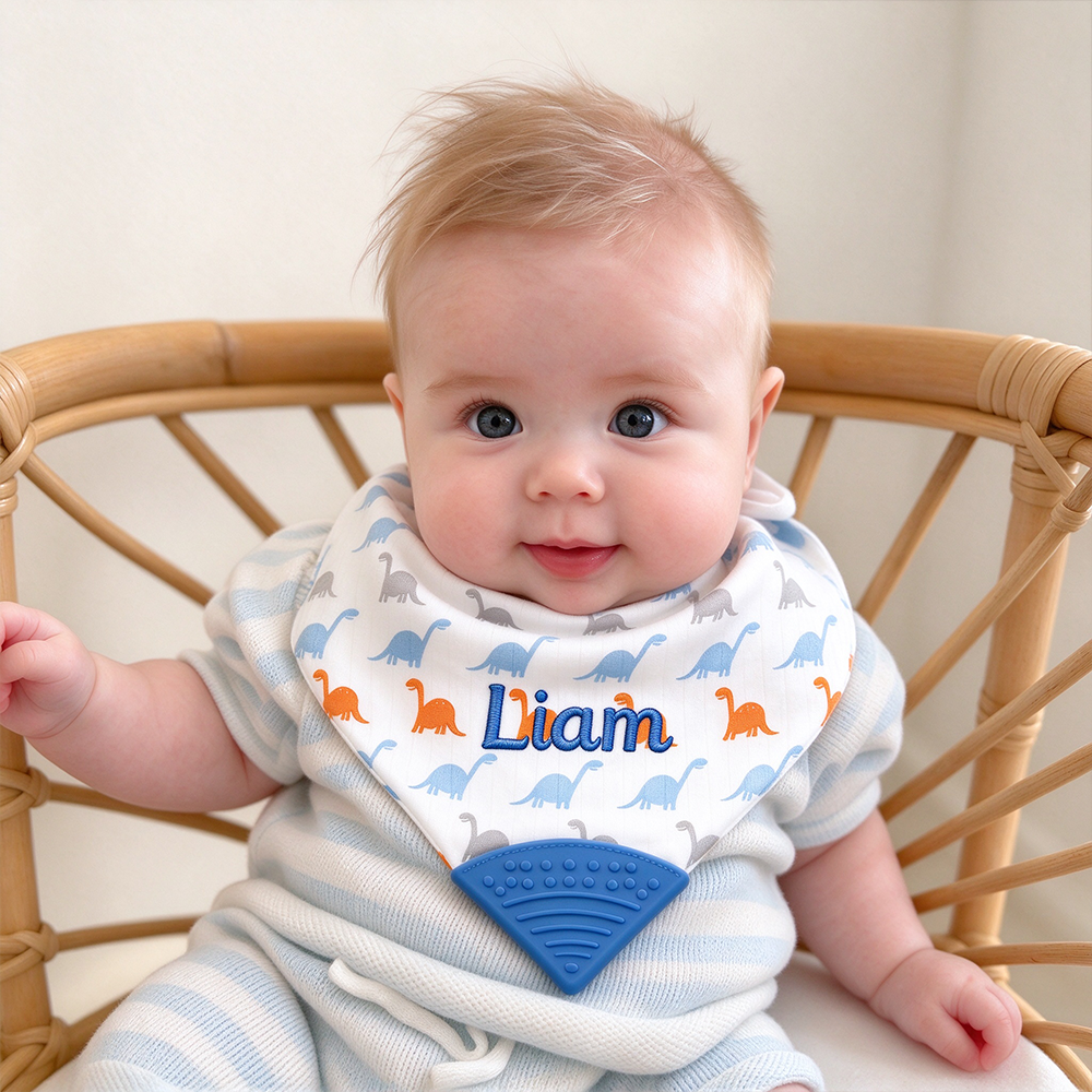 Personalized Embroidered Baby Muslin Cotton Bibs | CWBaby557