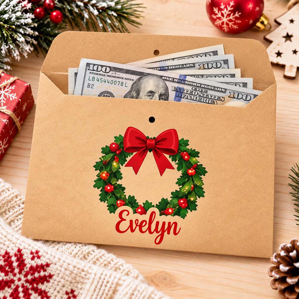 Personalized Christmas Lovely Money Holder with Satin Ribbon | MCGift443