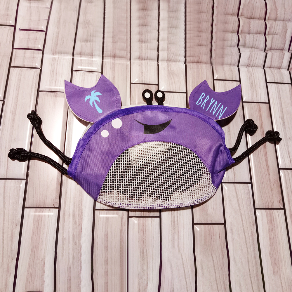 Personalized Crab Seashell Zipper Mesh Beach Bag | CWBeach111