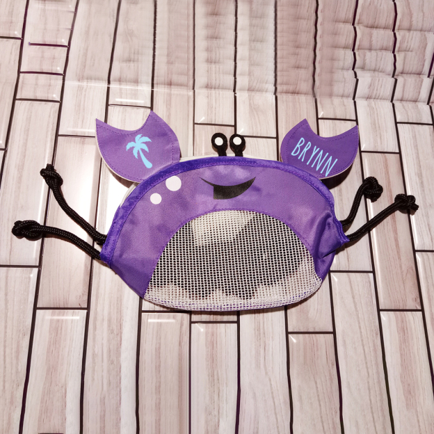 Personalized Crab Seashell Zipper Mesh Beach Bag | CWBeach111