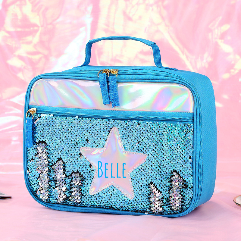 Personalized Name Sequin Kids Lunch Bag