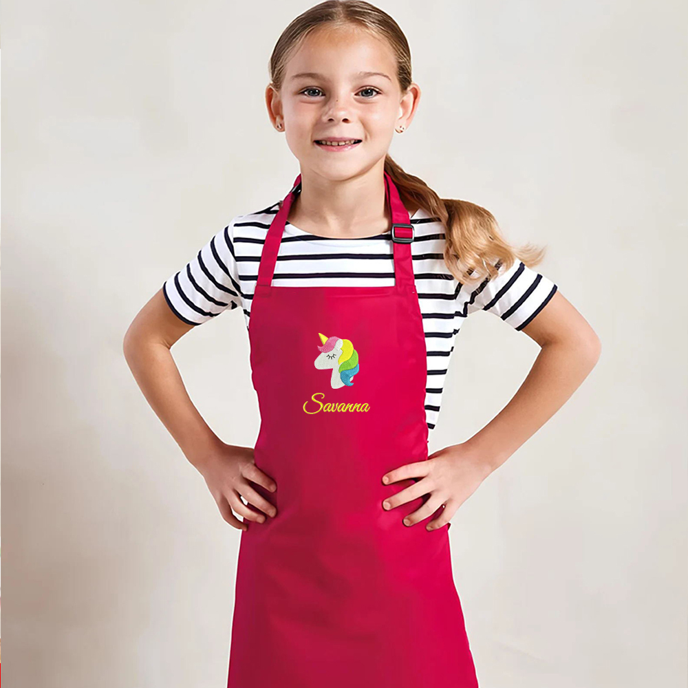 Personalized Embroidery Color Apron and Hat Set for Kid | Apron26