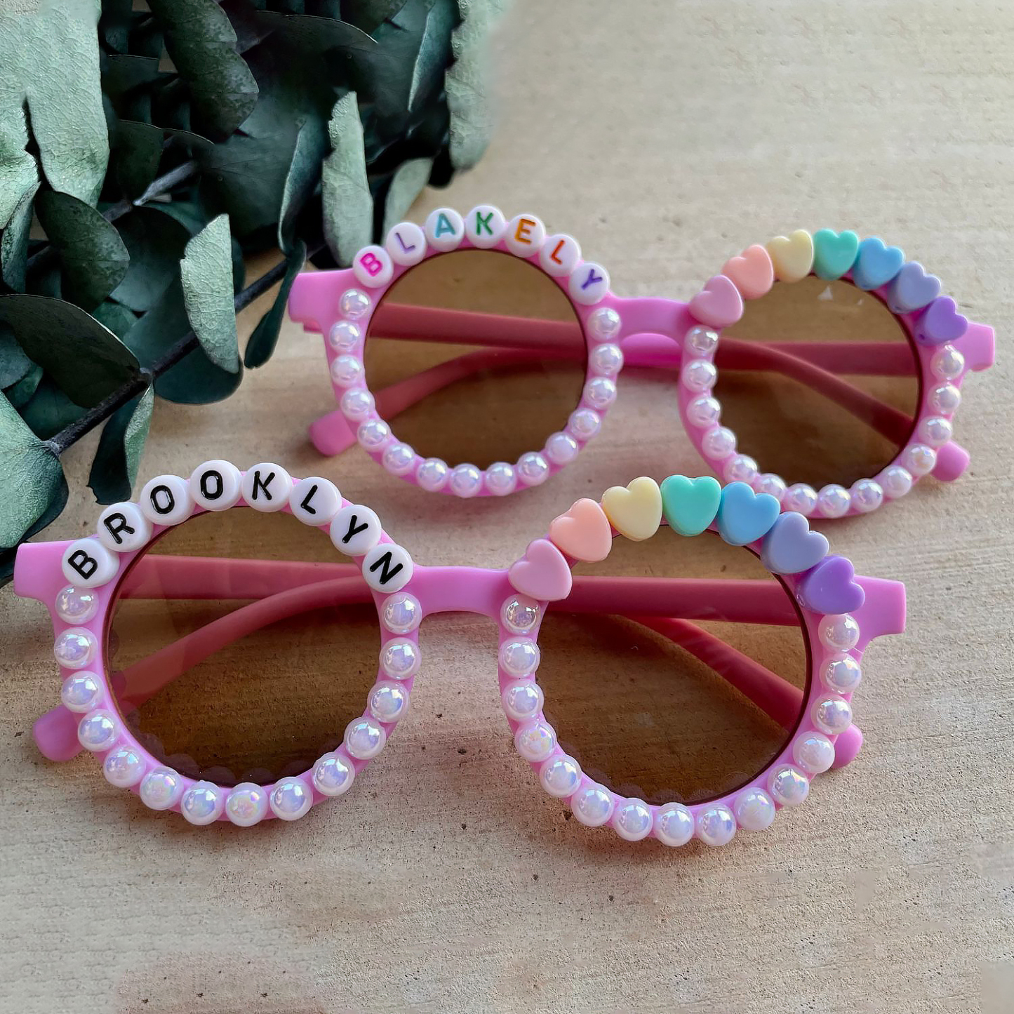 Personalized Name with Pearl & Heart Sunglasses For Kids | CWBeach109