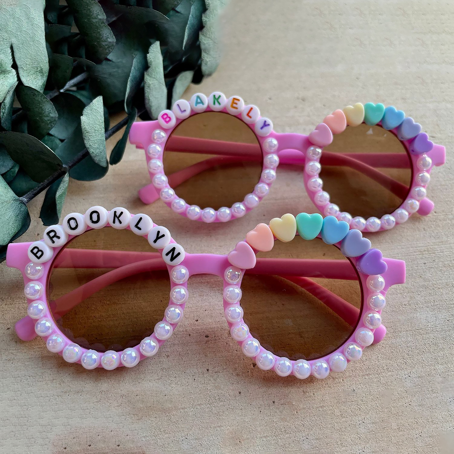 Personalized Name with Pearl & Heart Sunglasses For Kids | CWBeach109