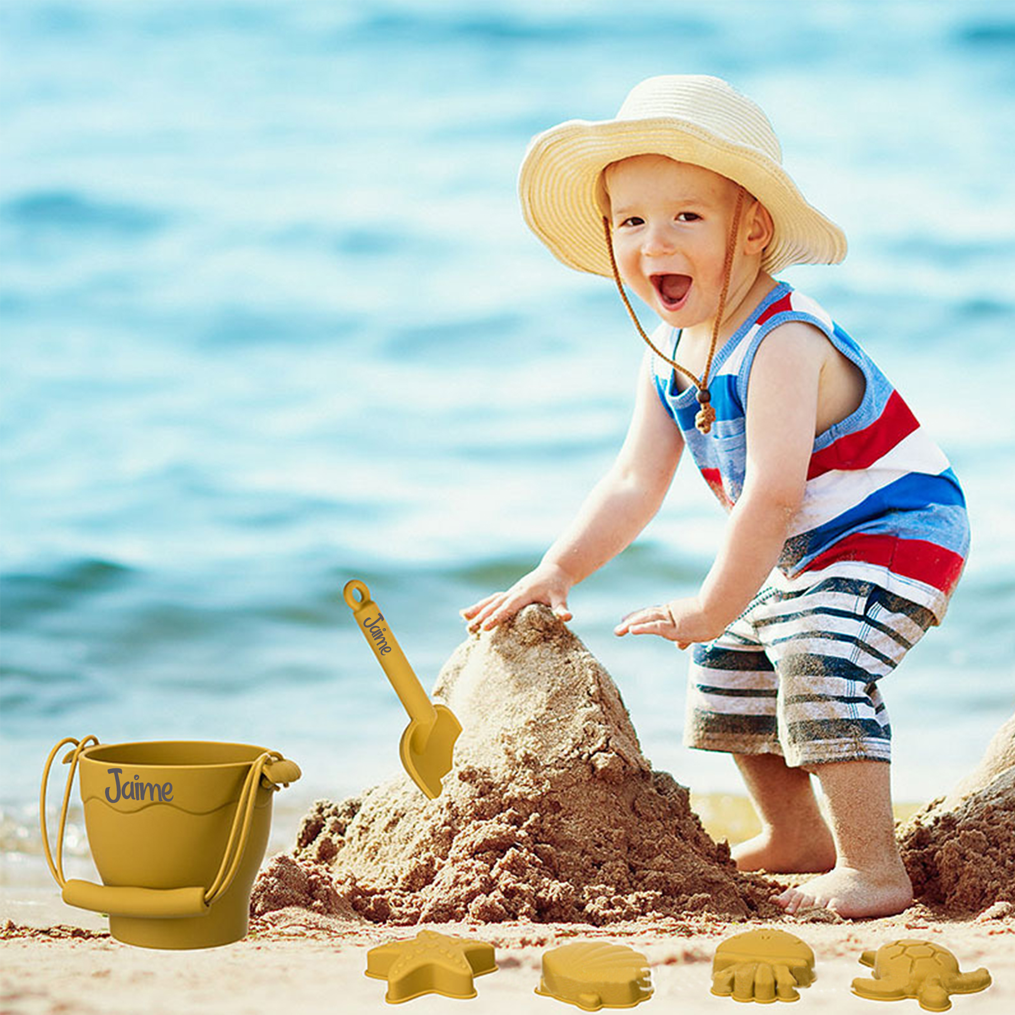 Personalized Kids Silicone Beach Bucket Set | CWToy52