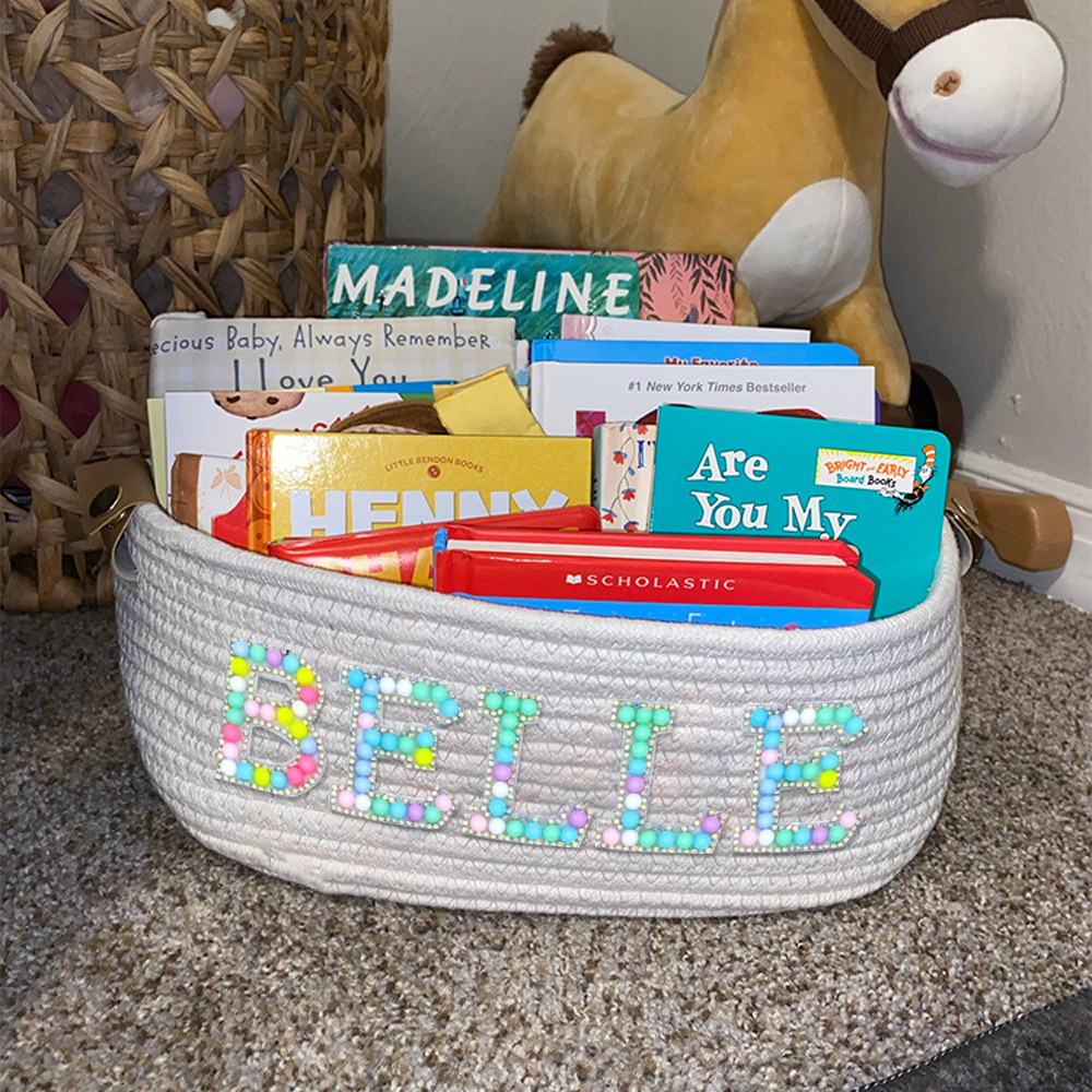 Personalized Kids Beaded Patch Back to School Basket | CWBaby73