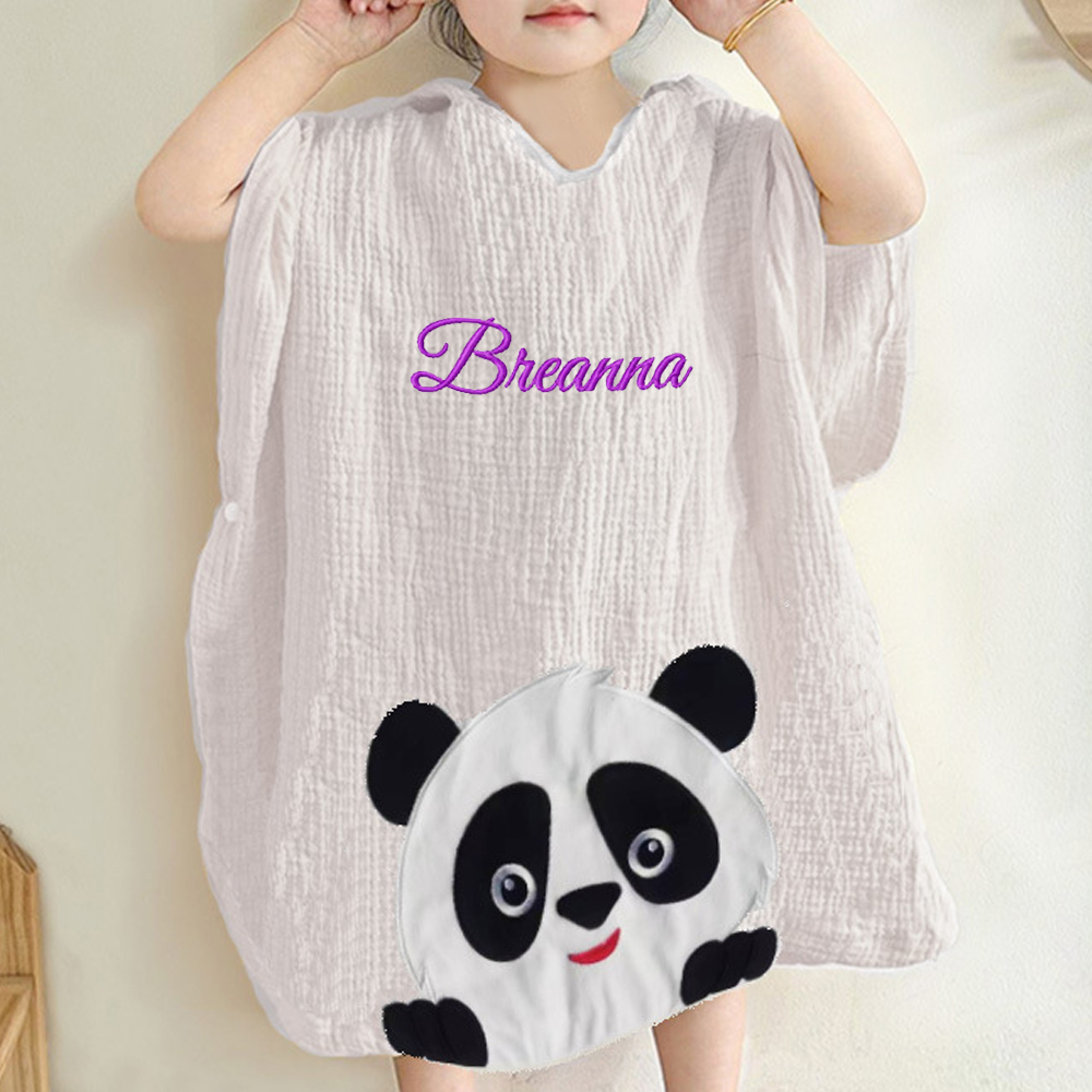 Personalized Embroidery Organic Cotton Muslin Hooded Beach Towel | Cwbeach119