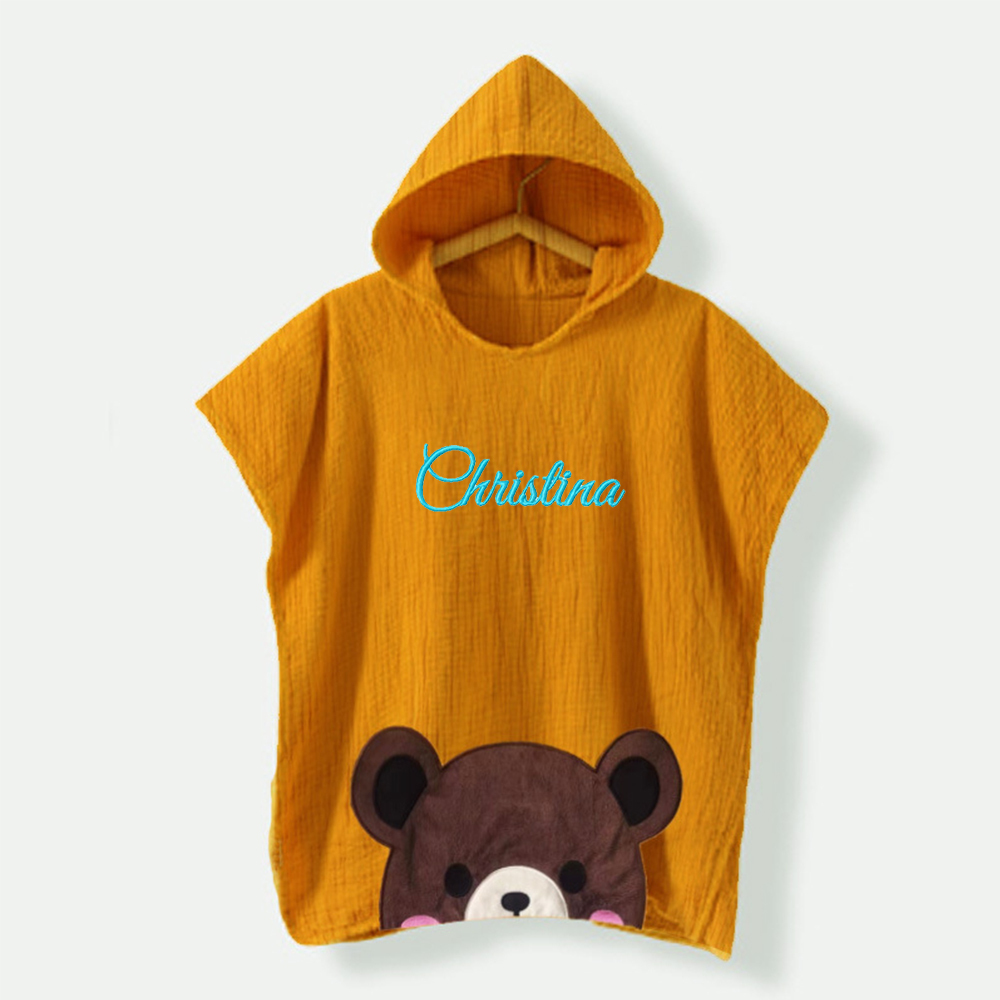 Personalized Embroidery Organic Cotton Muslin Hooded Beach Towel | Cwbeach119