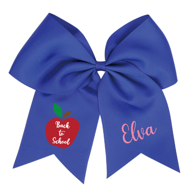 Personalized Girls Back To School Elastic Band Hair Bow | CWToy55