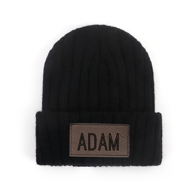 Personalized Leather Patch Infant Beanie for Comfort & Unique | HSKid30