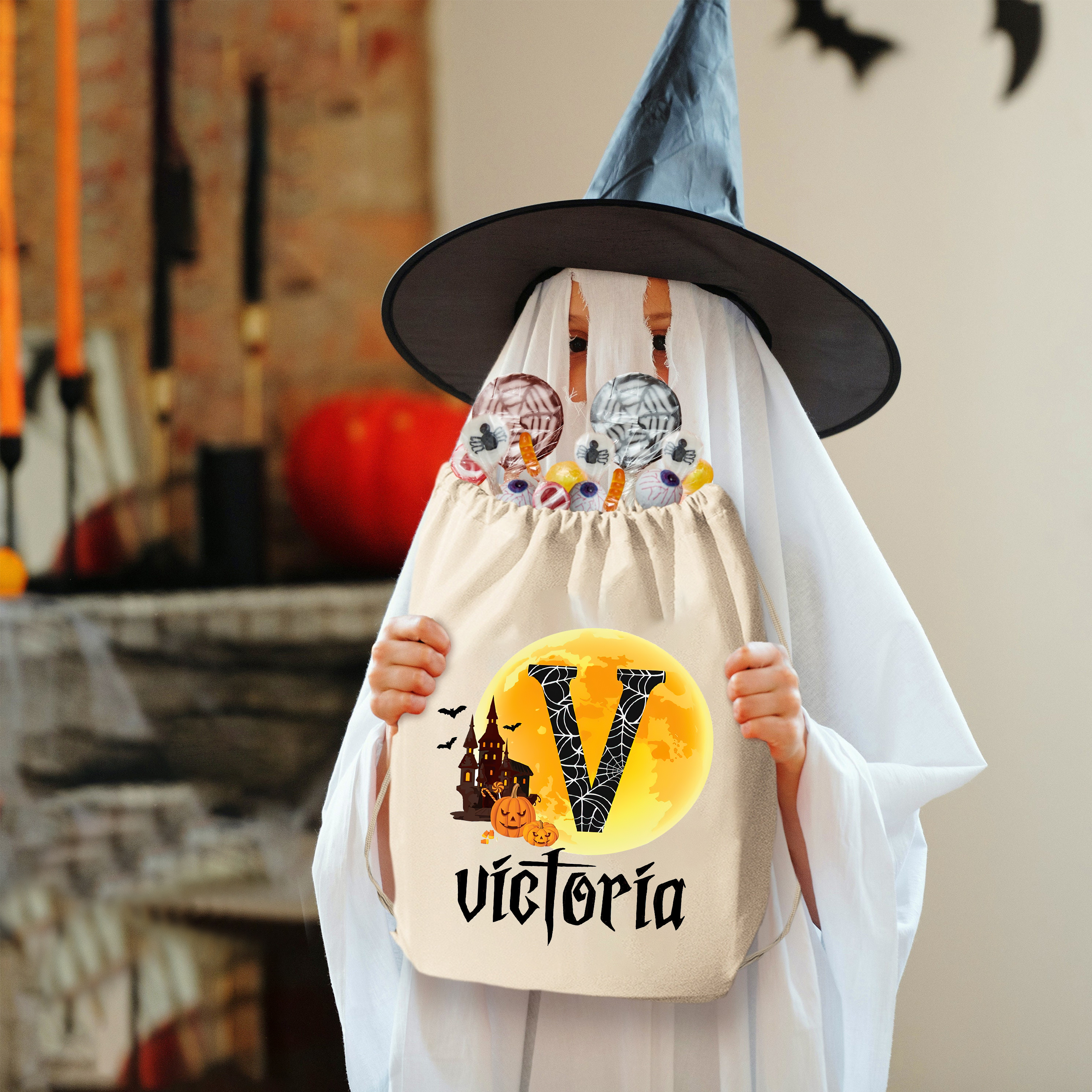 Personalized Name Pumpkin Treat Bag | CWHalloween11