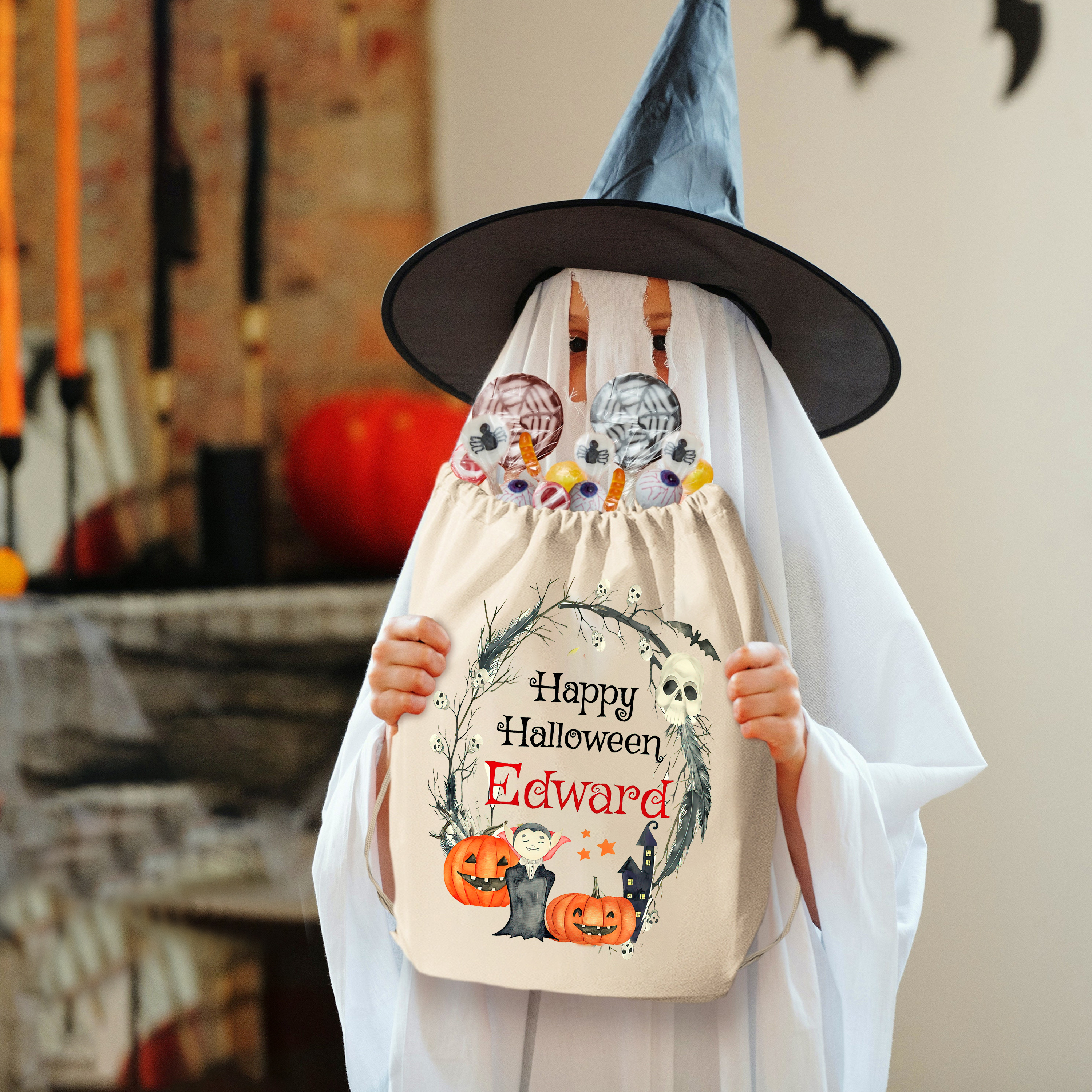 Personalized Name Pumpkin Treat Bag | CWHalloween12