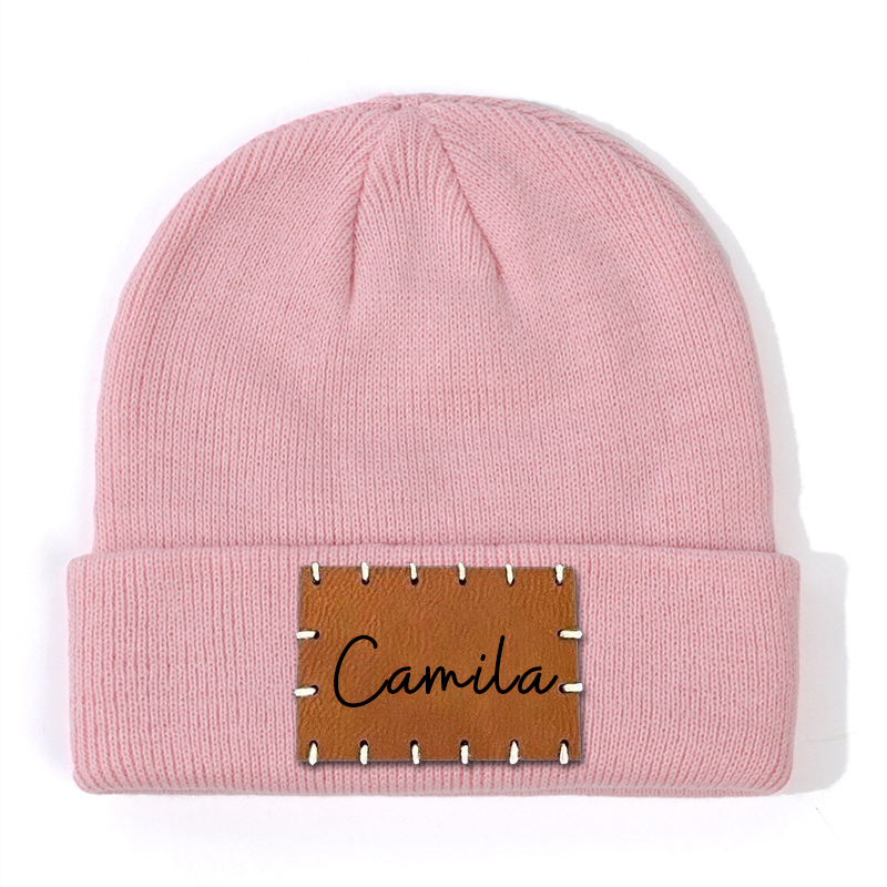 Personalized Leather Patch Beanie for Comfort & Unique | HSKid3301