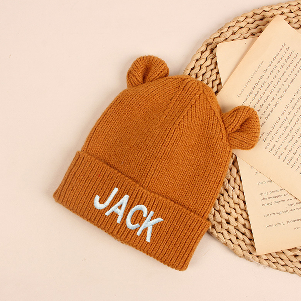 Personalized Cute Bear Beanie With Ears | HSKid41