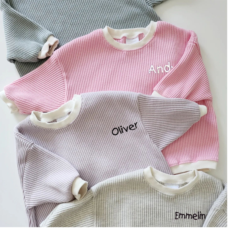 Personalized Embroidery Kids Cozy Color Sweatshirt Romper | inRomper15