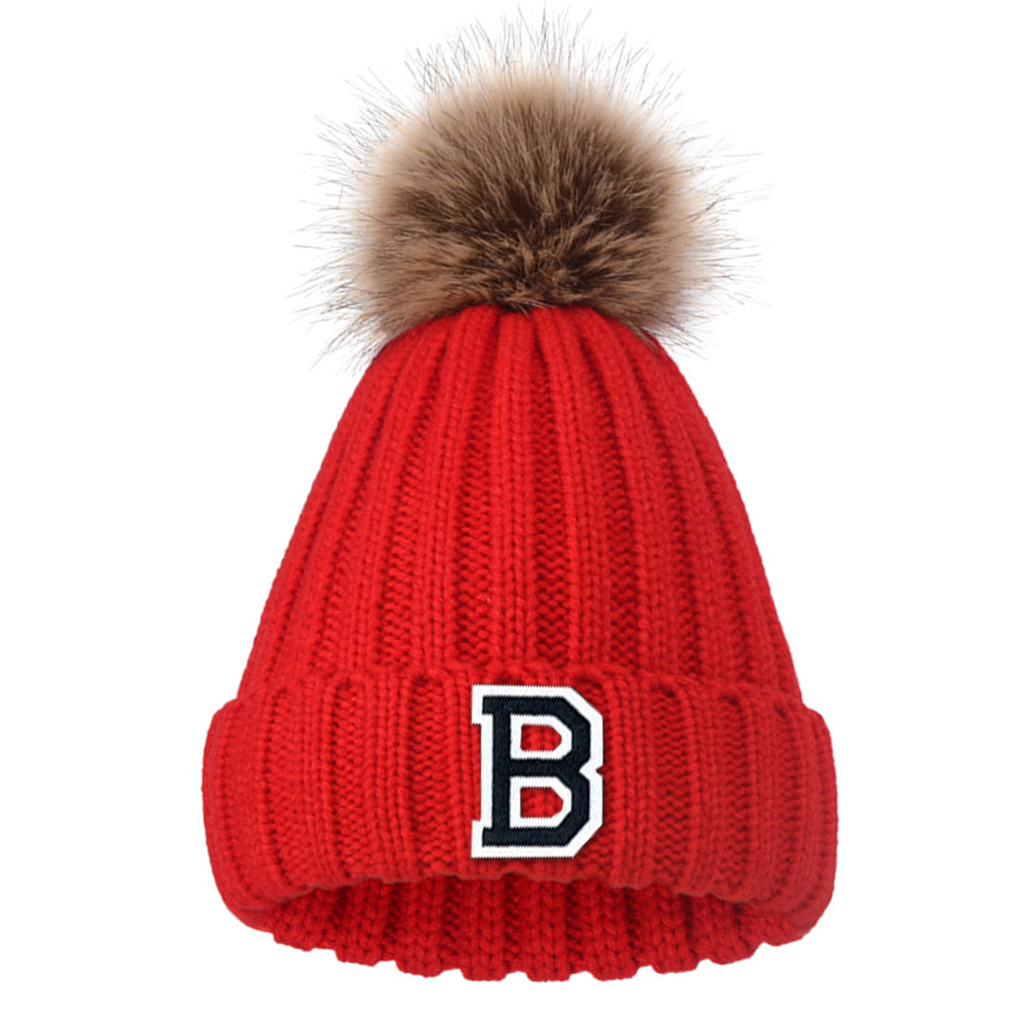 Personalized Initial Patch Pom Pom Beanie Hat | HSKid45