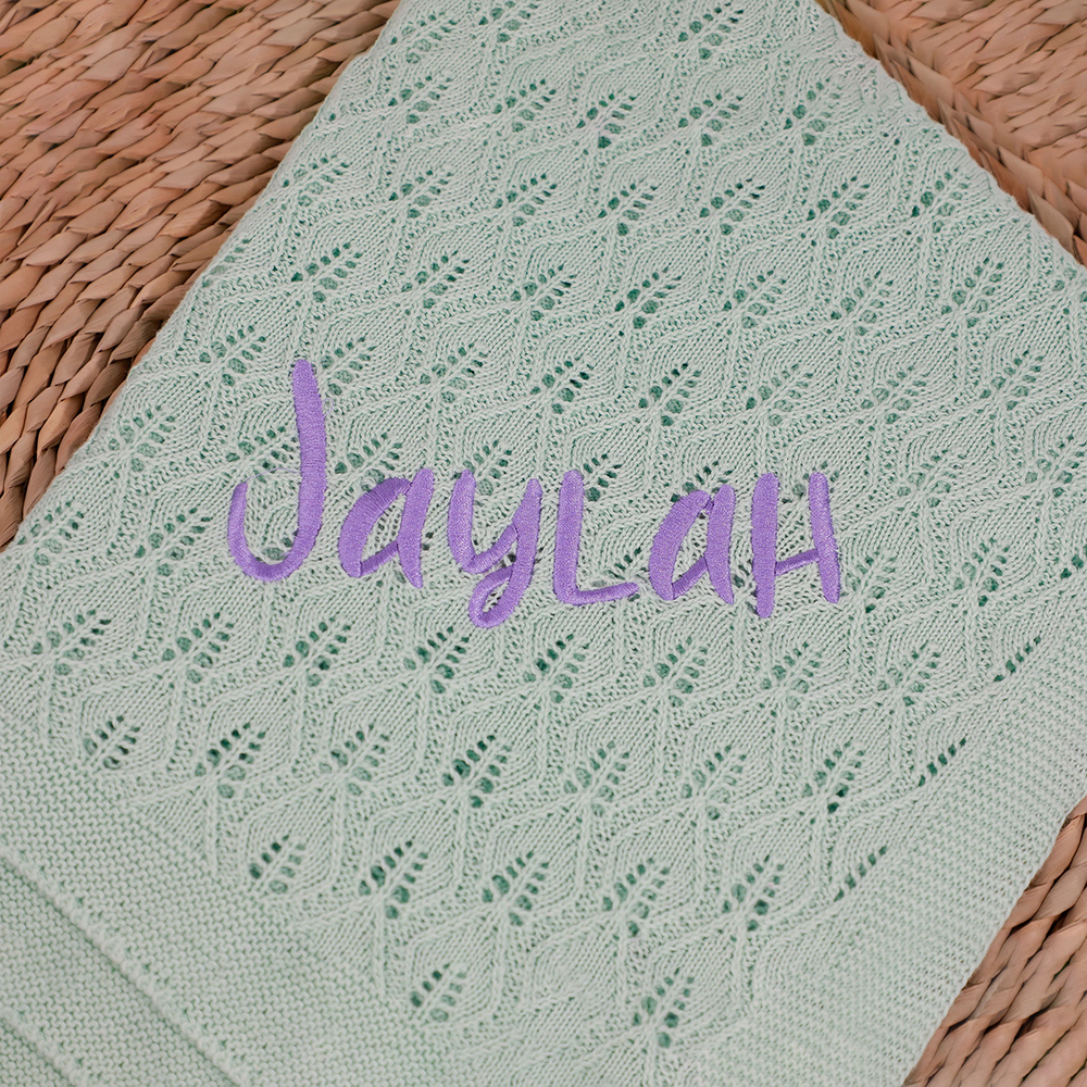 Personalized Embroidered Knit Baby Blanket for Unique Gift | CWBaby87