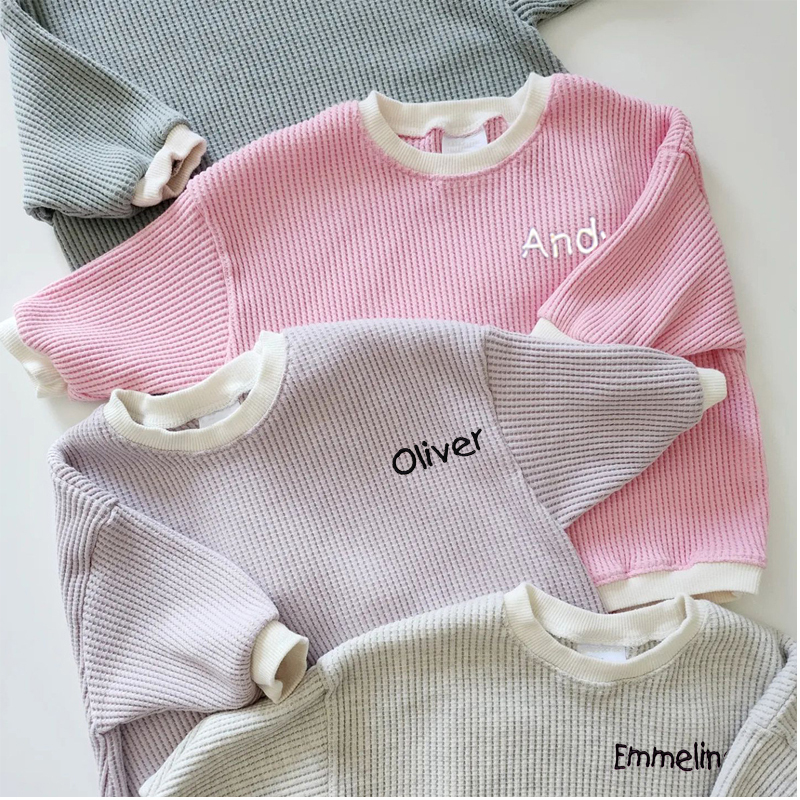 Personalized Embroidery Kids Cozy Color Sweatshirt Romper | inRomper15