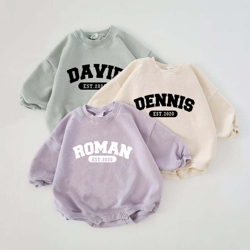 Personalized Embroidery Kids Color Sweatshirt Romper | inRomper18