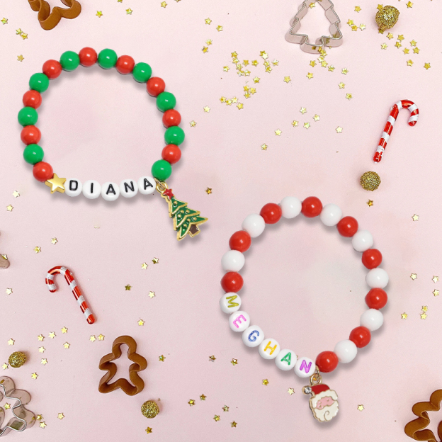 Personalized Christmas Bead Bracelet With Name | MCGift59