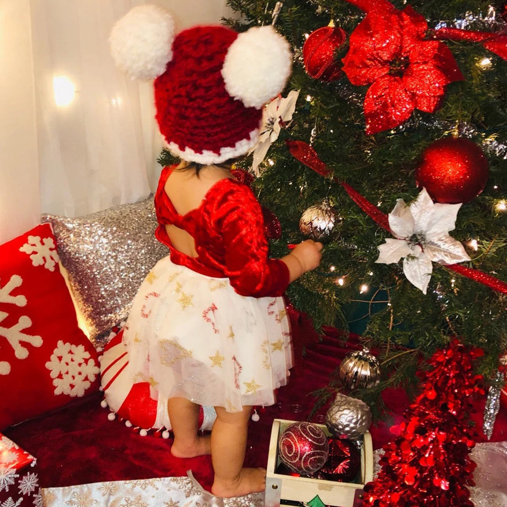 Personalized Leather Patch Christmas Pom Pom Hat | MCGift64 