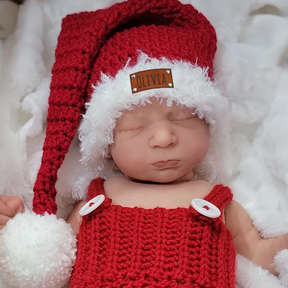 Personalized Leather Patch Christmas Santa Hat | MCGift65