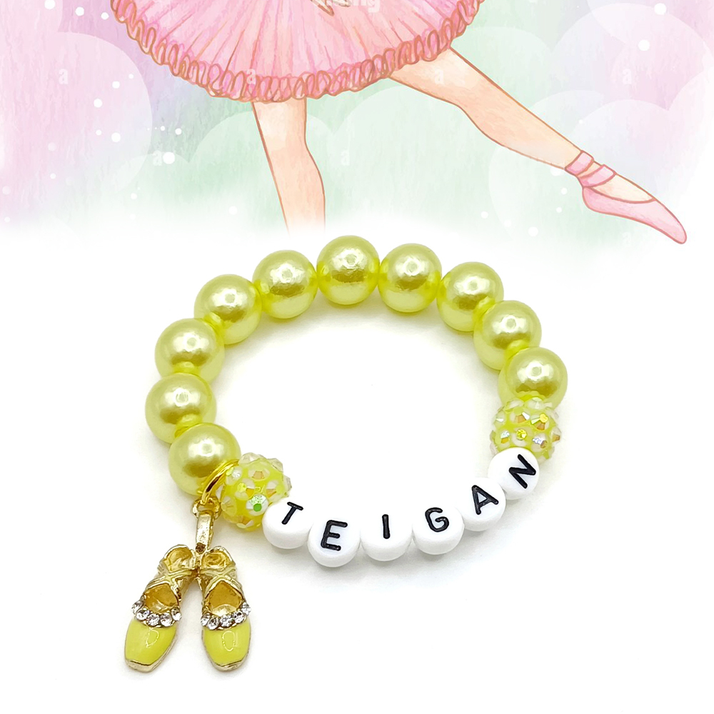 Personalized Kids Lovely Ballet Bead Bracelet With Name | CWBeach143