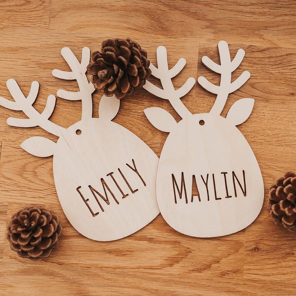 Personalized Christmas Reindeer Wood Ornament | MCGift81