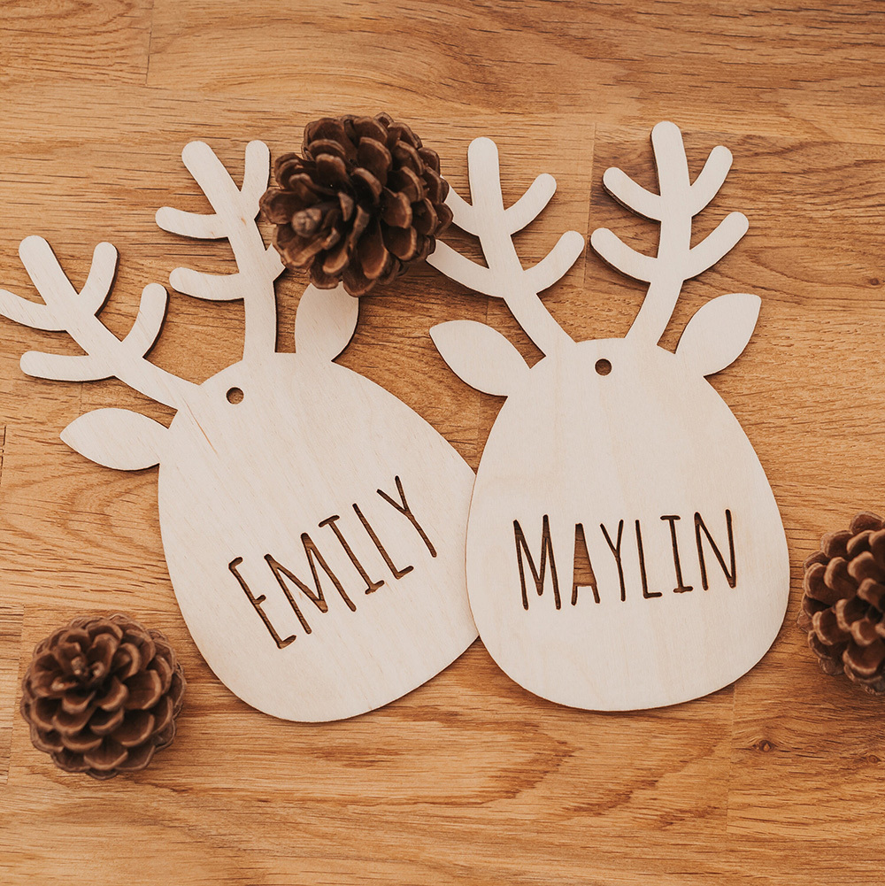 Personalized Christmas Reindeer Wood Ornament | MCGift81
