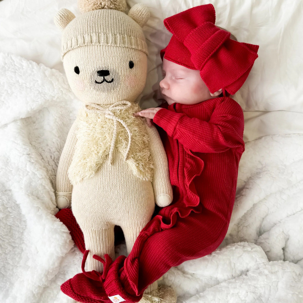 Personalized Baby Christmas Frill Zip Romper with Bow | CWBaby107