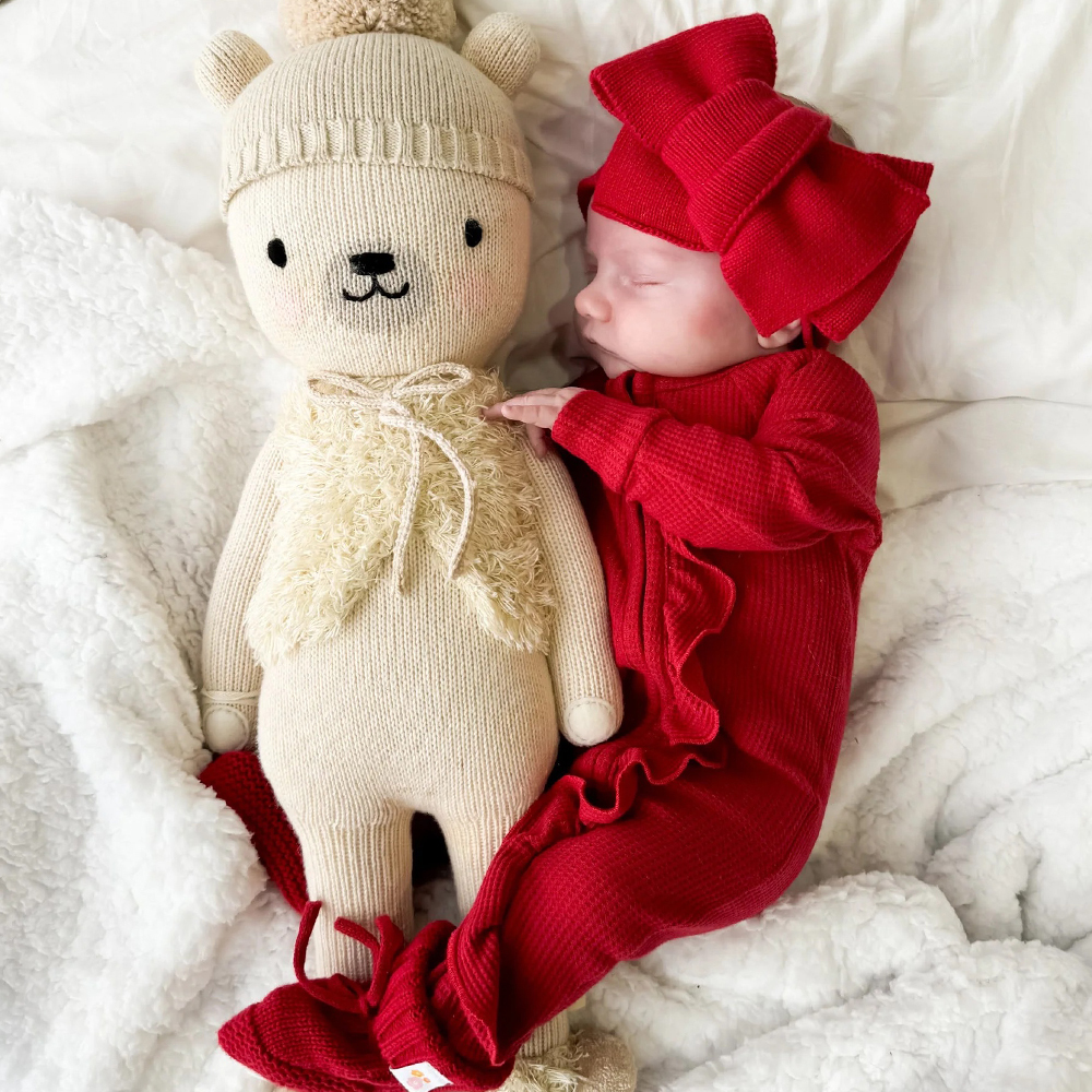 Personalized Baby Christmas Frill Zip Romper with Bow | CWBaby107