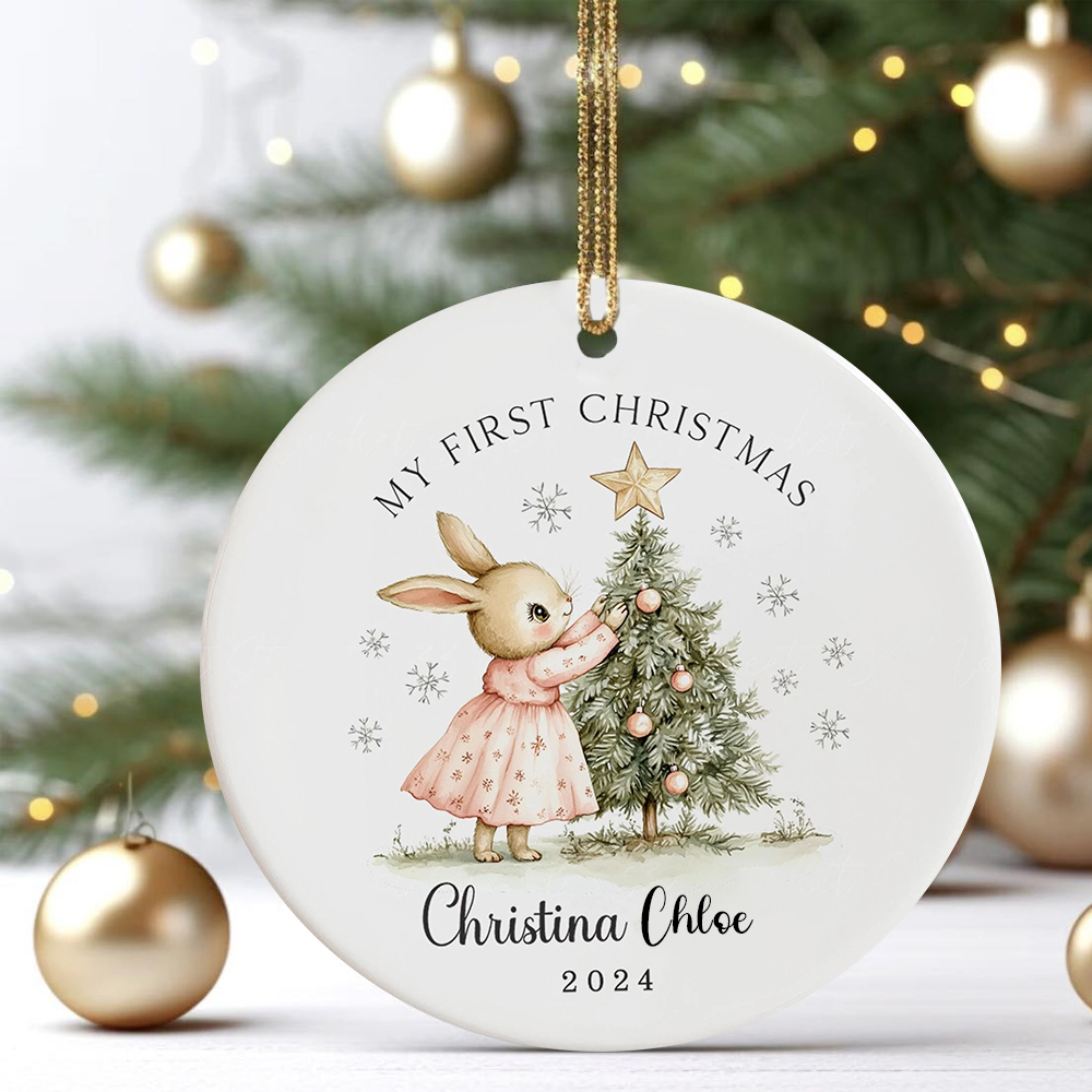 Personalized Lovely Bunny Christmas Tree Ornaments Decoration | MCGift5724
