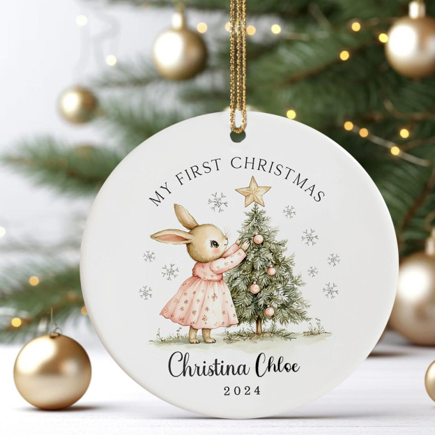 Personalized Lovely Bunny Christmas Tree Ornaments Decoration | MCGift5724