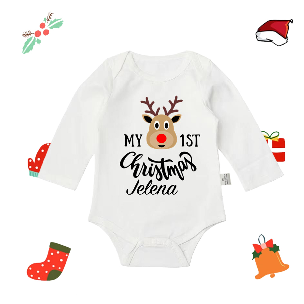 Personalized Baby Merry Christmas White Ropmer | CWBaby104