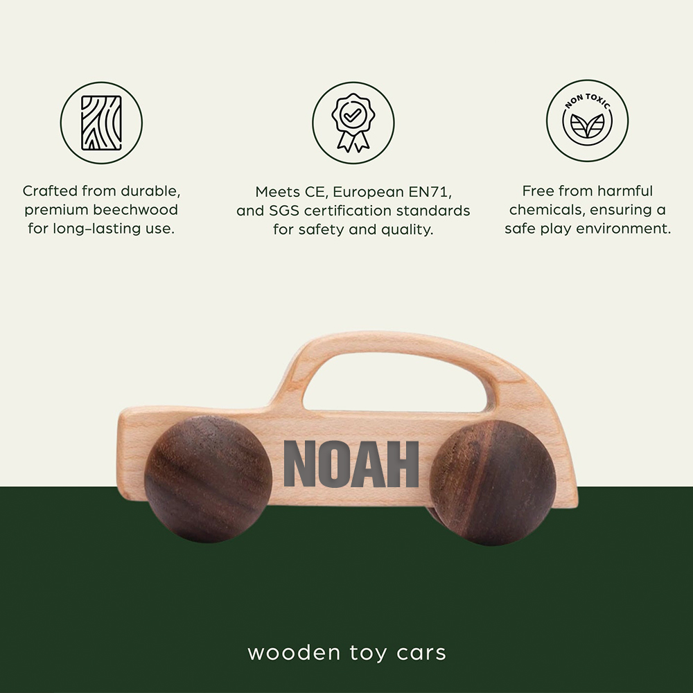 Personalized Baby Natural Wooden Cars Toy | CWToy101
