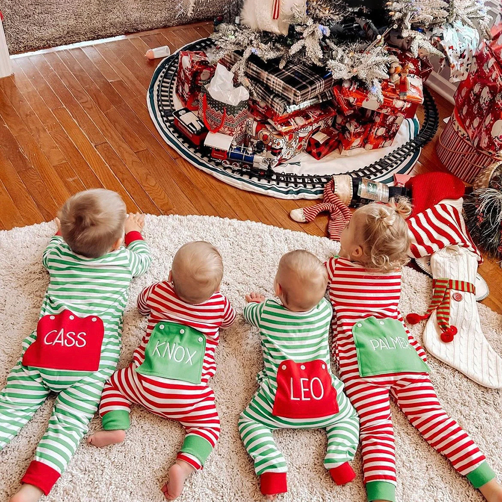 Personalized Embroidery Baby Butt Flap Christmas Pajamas | CWBaby112