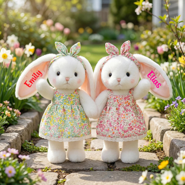 Personalized Floral Bunny Plush Huggable Toy | CWToy184