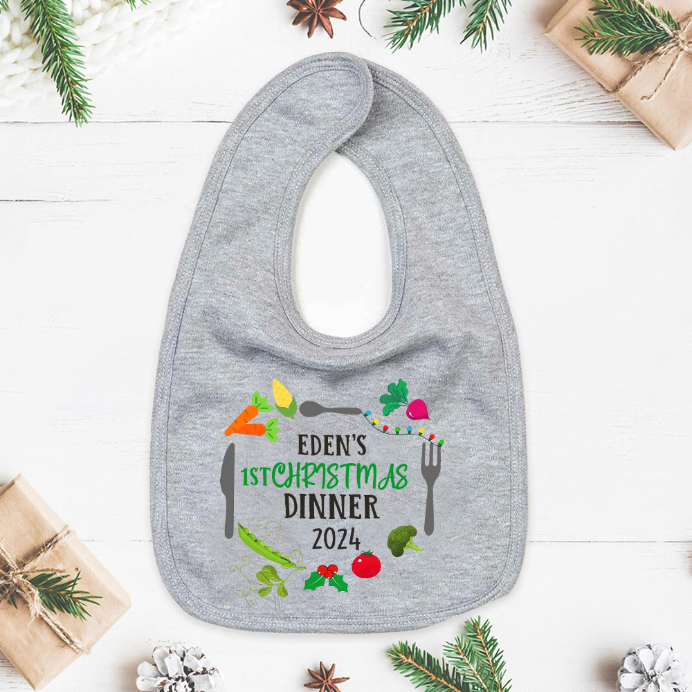Personalized Baby 1st Christmas Dinner Bib | CWBaby115
